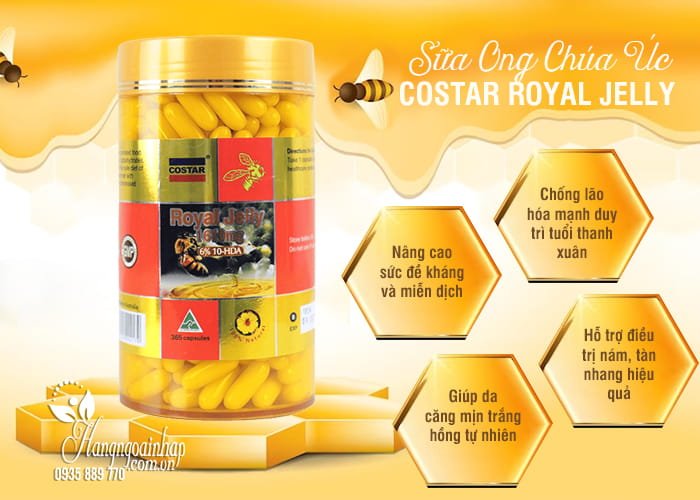 Sữa Ong Chúa Úc Costar Royal Jelly 1610mg 365 Viên - Chống lão hóa 3 Sữa Ong Chúa Úc Costar Royal Jelly 1610mg 365 Viên - Chống lão hóa 5