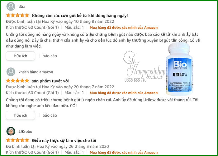 Hỗ trợ xương khớp Viên uống hỗ trợ bệnh gout Urilow Bio Nutrition của Mỹ 6 Viên uống hỗ trợ bệnh gout Urilow Bio Nutrition của Mỹ 9