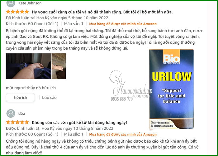 Hỗ trợ xương khớp Viên uống hỗ trợ bệnh gout Urilow Bio Nutrition của Mỹ 5 Viên uống hỗ trợ bệnh gout Urilow Bio Nutrition của Mỹ 34