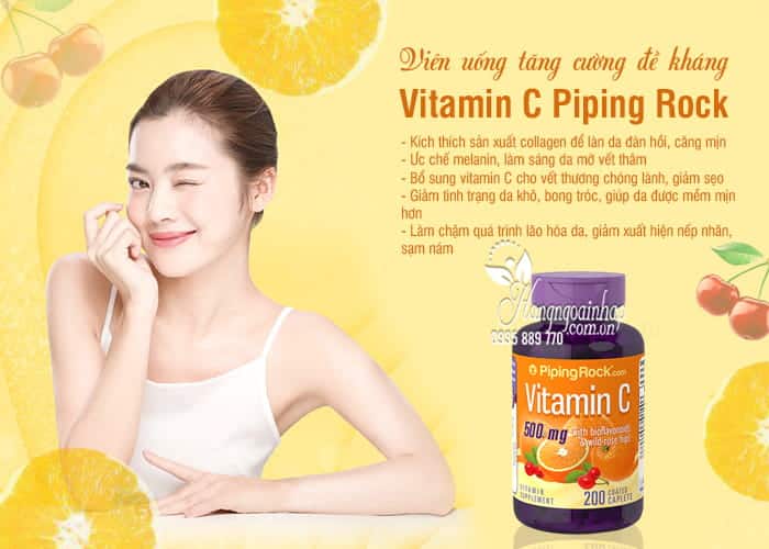 Viên uống Vitamin C 500mg Piping Rock tăng cường đề kháng 4