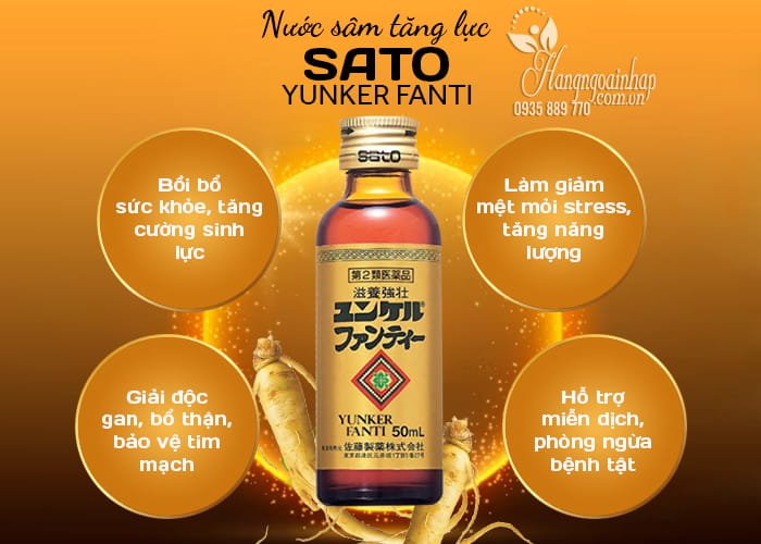 Nước tăng lực sâm Sato Yunker Fanti 50ml nội địa Nhật Bản 3 Nước tăng lực sâm Sato Yunker Fanti 50ml nội địa Nhật Bản 6