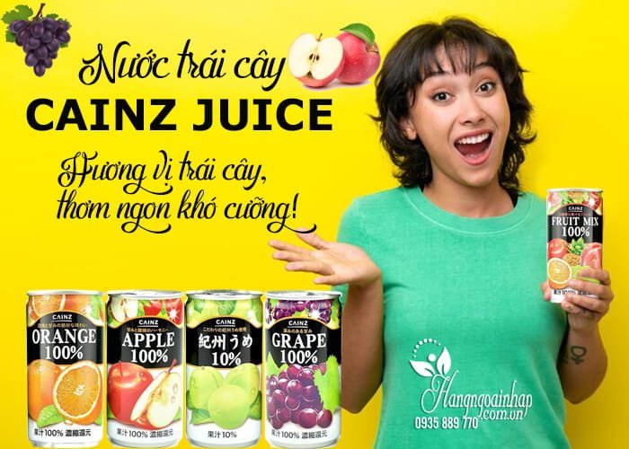 Nước trái cây Cainz Juice 100% của Nhật Bản thùng 30 lon  6