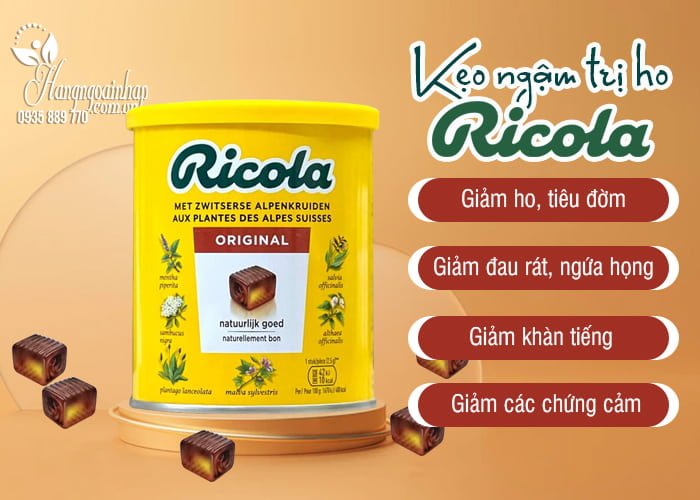 Kẹo ngậm trị ho Ricola Đức 250g Original chính hãng 4 Kẹo ngậm trị ho Ricola Đức 250g Original chính hãng 88