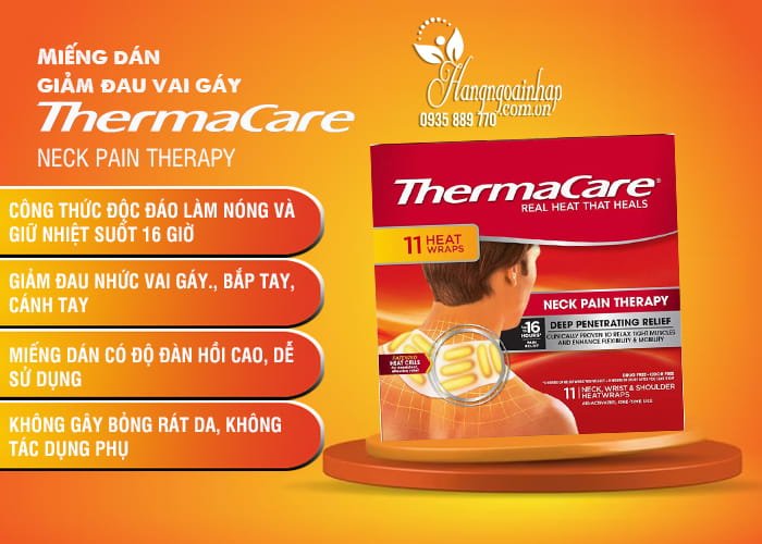 Hỗ trợ xương khớp Miếng dán giảm đau vai gáy ThermaCare Neck Pain Therapy 3 Miếng dán giảm đau vai gáy ThermaCare Neck Pain Therapy 6