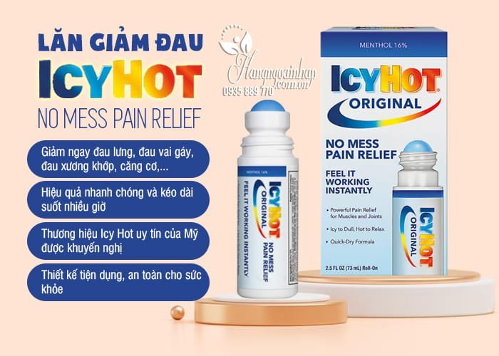 Hỗ trợ xương khớp Lăn giảm đau Icy Hot No Mess Pain Relief 73ml của Mỹ 3 Lăn giảm đau Icy Hot No Mess Pain Relief 73ml của Mỹ 7