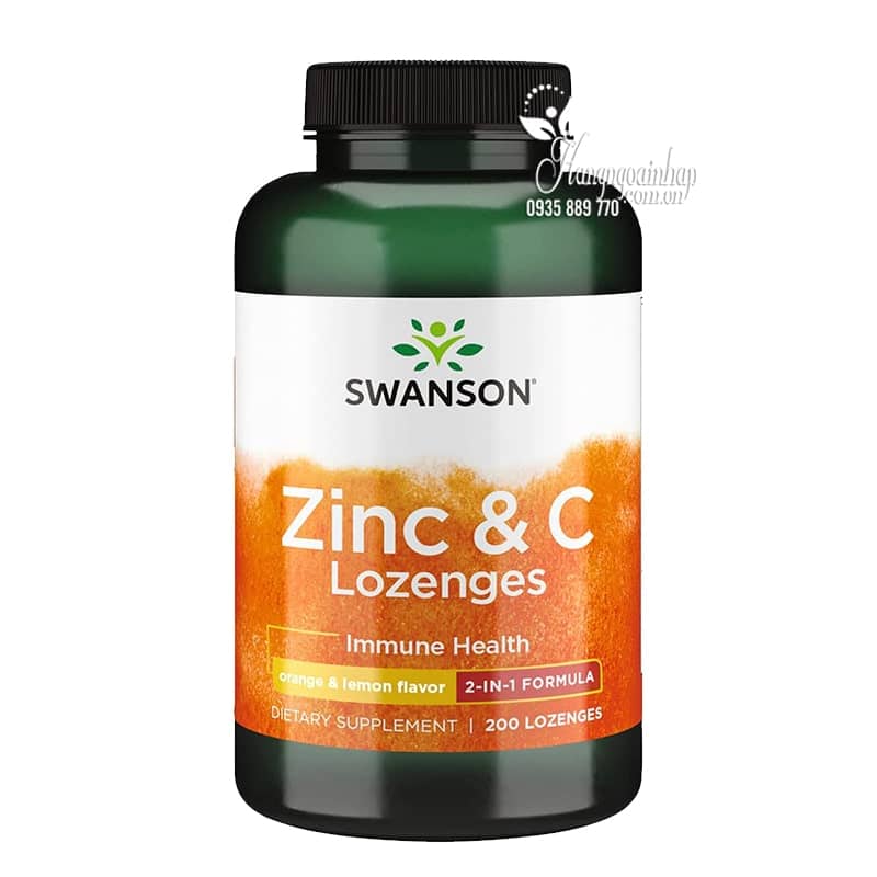 Thực phẩm chức năng Viên ngậm Swanson Zinc & C Lozenges hộp 200 viên của Mỹ 1 Thực phẩm chức năng Viên ngậm Swanson Zinc & C Lozenges hộp 200 viên của Mỹ