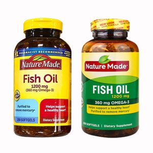 Thực phẩm chức năng Nature Made Fish Oil 1200mg 360mg Omega 3 200 Viên của Mỹ mẫu mới