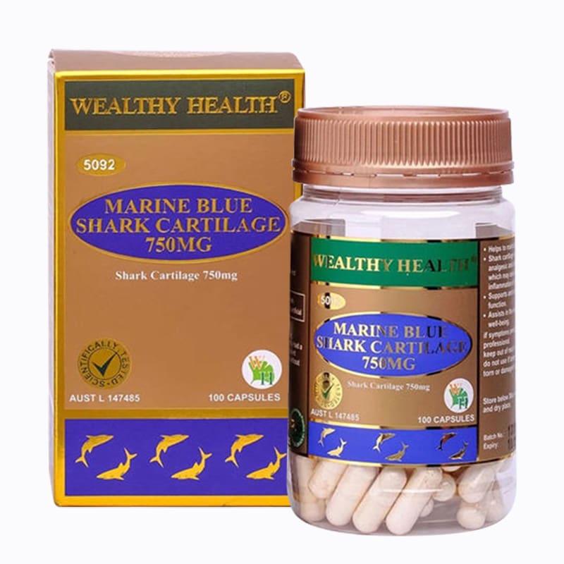 Hỗ trợ xương khớp Viên sụn cá mập xanh Wealthy Health Marine Blue Shark 1 Hỗ trợ xương khớp Viên sụn cá mập xanh Wealthy Health Marine Blue Shark